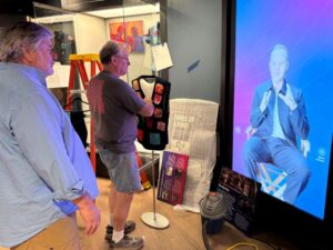 Staff check displays and complete exhibits at the new Museum of Christian & Gospel Music on Oct. 1, ahead of the grand opening in downtown Nashville, Tenn. (RNS/Bob Smietana)